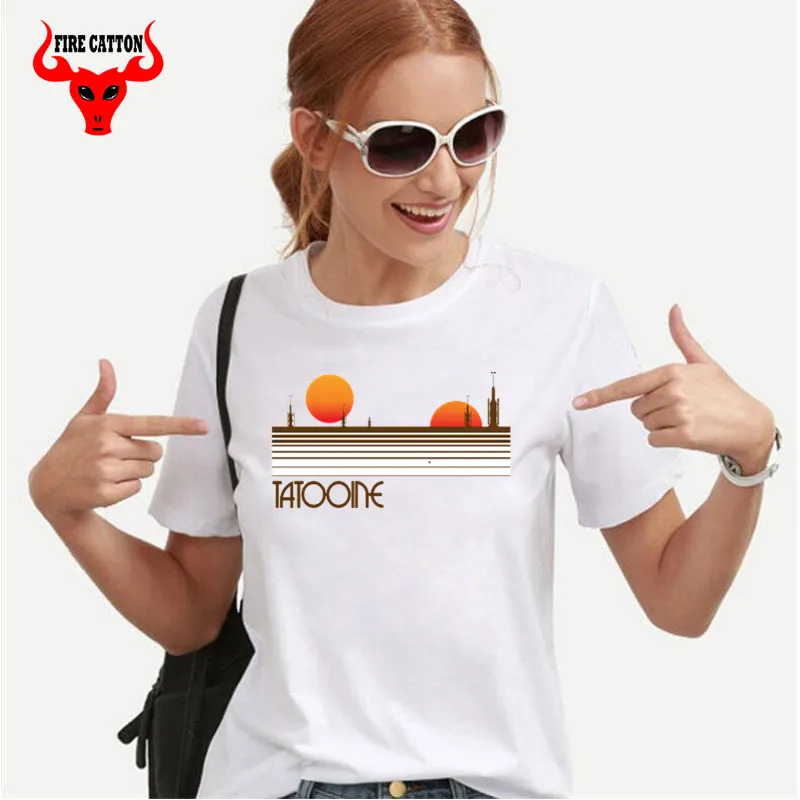 

Skywalker hometown Brand women t-shirt Star Printing Wars Tee Visit tatooine star T Shirt femme Slim Fit Clothes Casual Tops Tee