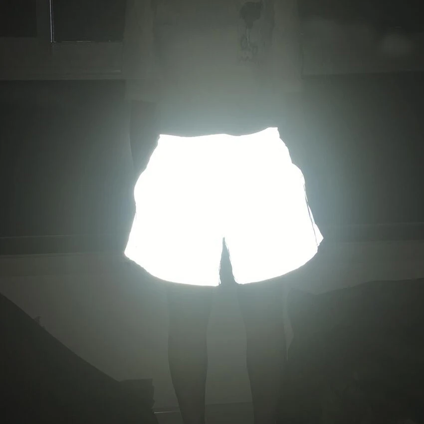 

2019 new Reflective Shorts Women Hip Hop Shiny Short Pants Casual Shorts elastic Elastic Waist lower hem drawstring Sexy Shorts