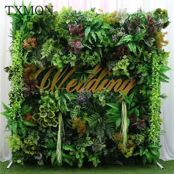 

Artificial flower wall wedding props garden home upscale club cafe decoration green plant flowers wall wedding background custom