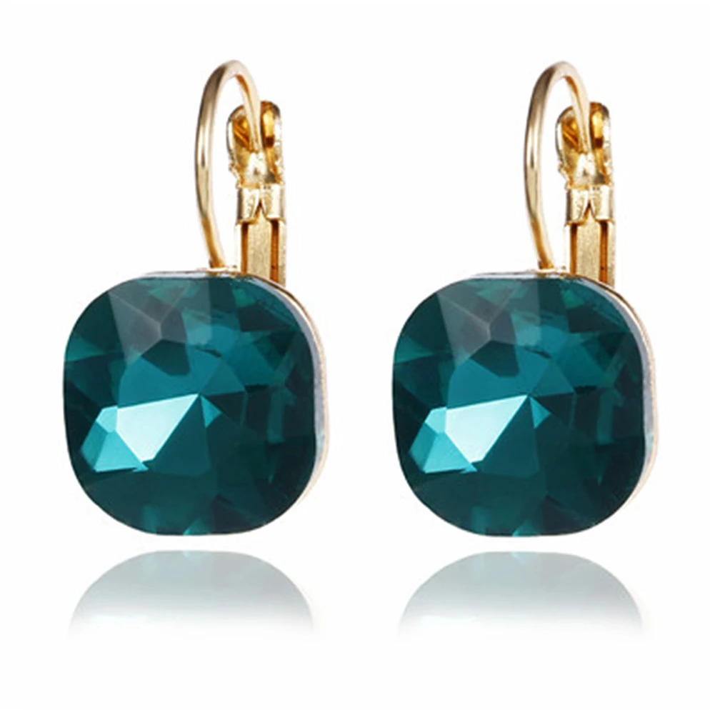 Dangle earrings,crystal earrings 6 Colors Blue Rhinestone Fashion Crystal Women's Earrings White Square Dangle Earrings For Women Trendy Jewelry