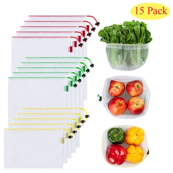 

Produce Bags Reusable Zero Waste Women Shopping Mesh Bags With Drawstring Toggle Eco Friendly Lightweight Fruits Bag