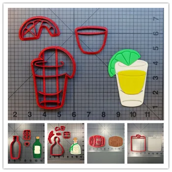 

Drinks shape Alcohol Tequila Rum bottle Whiskey barrel flask bloody mary fondant cake decorating cutters cookie mold