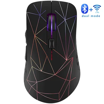 

Fashion Rechargeable Mute Wireless Mouse Dual Mode Bluetooth 5.0 2.4G USB 7 Color Backlit 1600 DPI Mice For Laptop Gaming Mouse