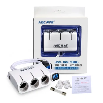 

Intelligent Star Band Voltage Monitoring Vehicle-mounted One-three Cigarette Lighter Dual USB One-tow Three 120W YC-401A