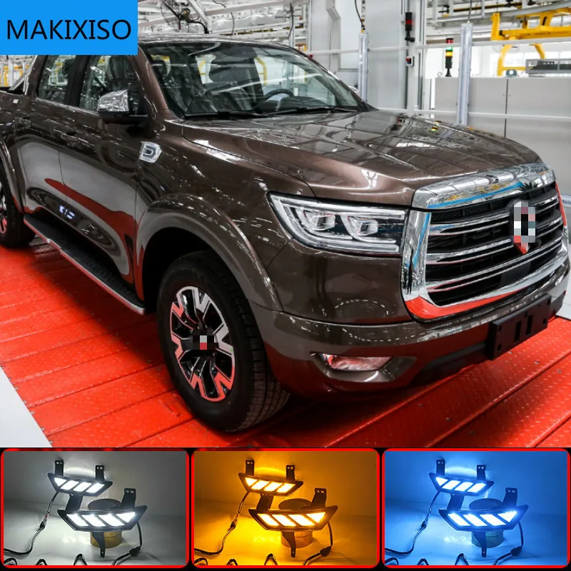 

1 Pair For Great Wall POWER PEAK PERFECT 2019 2020 Car LED Daytime Running Lights with Turn Signal Yellow Style 12V DRL