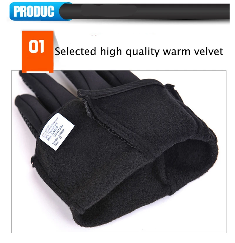 1 Pairs Gloves Anti Slip Windproof Thermal Warm Touchscreen Glove Breathable Tactico Winter Men Women Black Zipper Gloves tactical gloves
