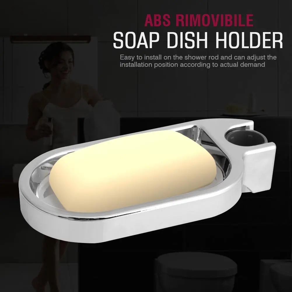 New Soap Dish Adjustable Shower Rail Slide Soap Plates Smooth Bathroom Holder