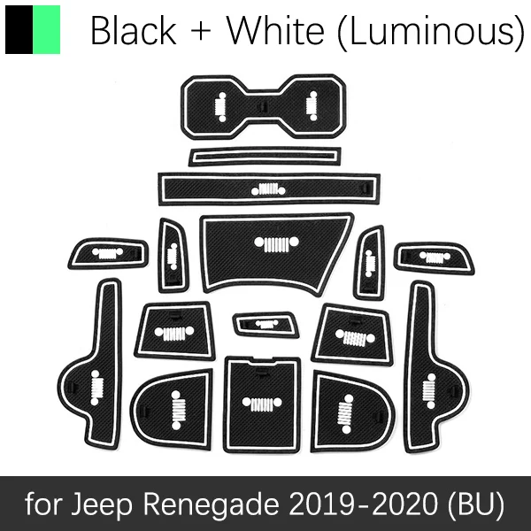 Противоскользящая резиновая подушка для чашки, коврик для двери для Jeep Renegade, аксессуары для подтяжек лица, автомобильные наклейки, коврик для телефона - Название цвета: White Luminous