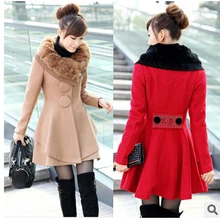 Модное осенне-зимнее шерстяное пальто для женщин с меховым воротником, однобортное, размера плюс, длинное, Casaco, 5 цветов, A0349