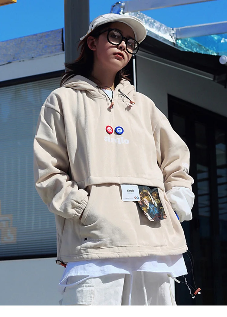 Хип-хоп толстовка с капюшоном патчи дизайн Уличная Для мужчин Harajuku пуловер толстовка флис зима осень толстовка свободные толстые