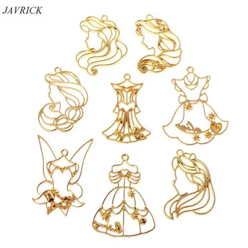 

8 8 Pcs/Set DIY UV Resin Epoxy Resin Crafts Material Metal Frame Hollow Lady Head Dress Exquisite Findings Charms Jewelry Making