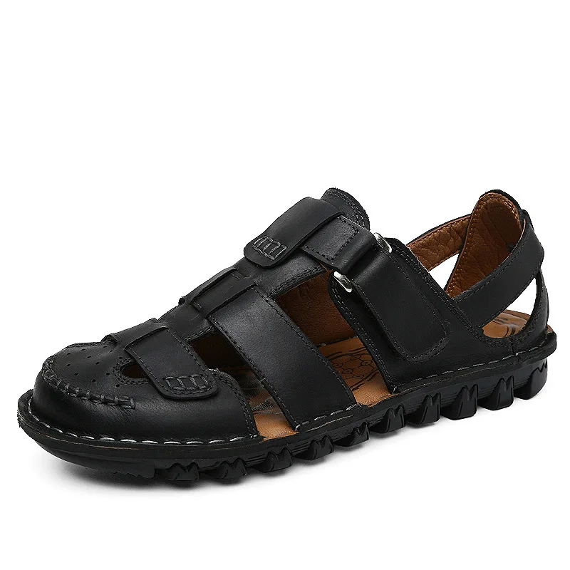 

2015 New Style Summer Genuine Leather Closed-toe MEN'S Sandals Fashion Sandals Daily Life Casual Shoes MEN'S Sandals Leather San