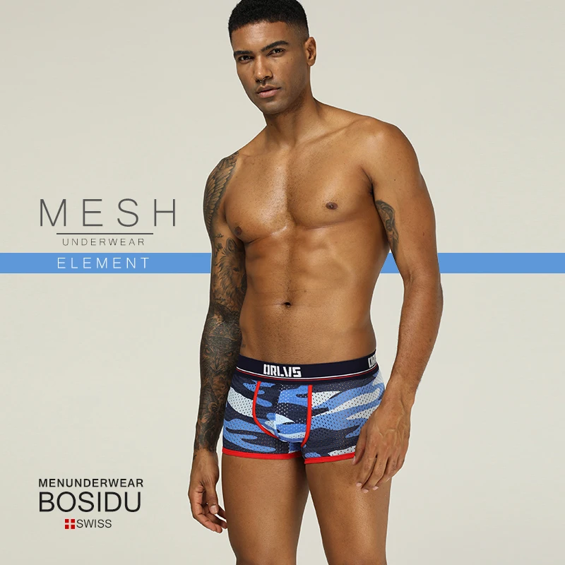 

2019 Camouflage Breathable Men Boxer Mesh Shorts With Bamboo Material Boxer Male Underwear Pure Men's underpants Panties