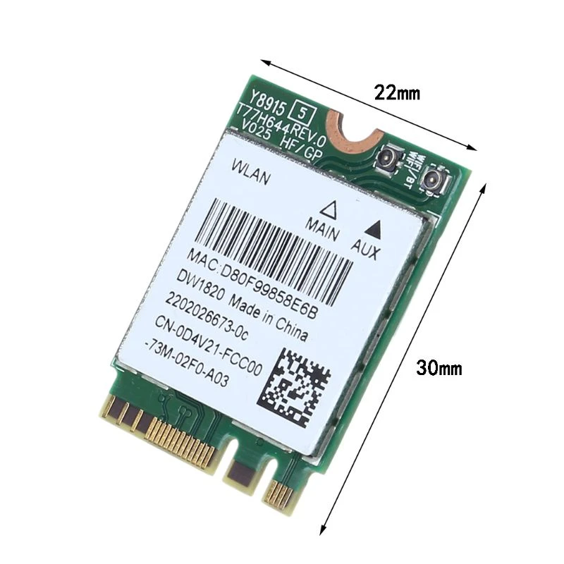 wireless card 2022 New For Dell Wireless 1820 DW1820 WLAN WiFi 802.11AC + BT 4.1 M.2 WIFI Card D4V21 wifi card for desktop