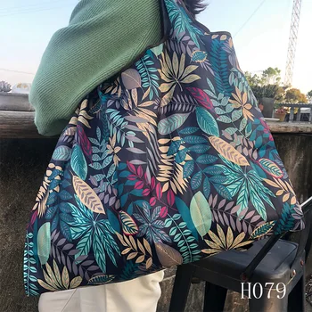 

Large Foldable Shopping Bag Women Travel Shoulder Grocery Bags Eco Reusable Floral Fruit Vegetable Storage Kitchen Handbag