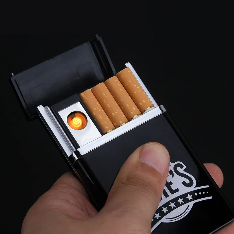 Портативный металлический чехол для сигарет зажигалка 8 шт. держатель для сигарет с USB Электронная перезарядка зажигалка электрическая плазменная дуговая зажигалка