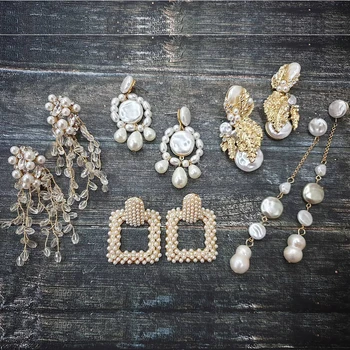 

Girlgo Trendy Za Long Pearl Tassel Dangle Earrings For Women Luxury Pearls Beads Statement Drop Earrings Romantic Maxi Jewelry