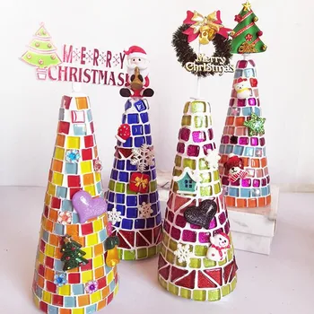 

DIY Craft Decoration Mosaic Tiles Christmas Tree/balls Children Puzzle Creative Mosaic Material Making Irregular Glass Tiles