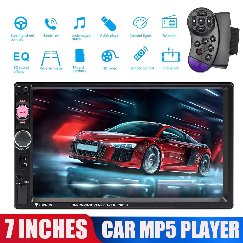 

2 Din Car Radio MP5 Player 7" HD Touch Screen Auto Display Bluetooth Stereo Multimedia USB TF FM Camera With Remote Control