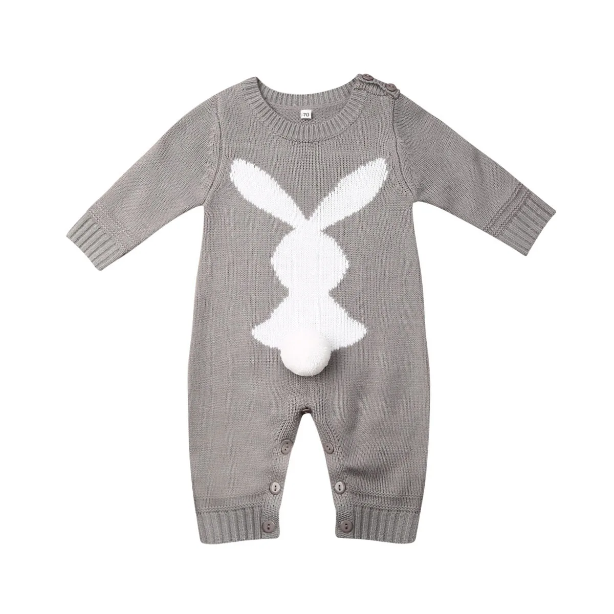 Baby Rompers Set Newborn Rabbit Baby Jumpsuit Overall Long Sleevele Baby Boys Clothes Autumn Knitted Girls Baby Casual Clothes - Color: B