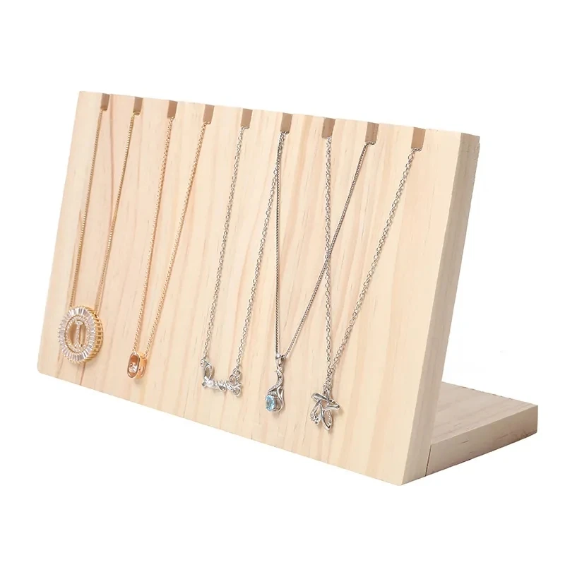 Wooden Necklace Jewelry Hanger Stand Organizer Holder Jewelry Rack Hanger Storage L Type Display Stand Store Home Decoration earrings jewelry display stand hook up jewelry organizer rack holder activity necklace ring display stand store decoration