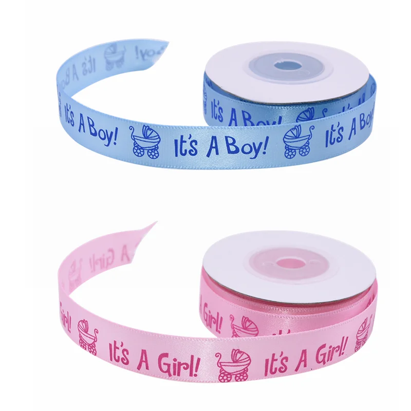 

10yards*15mm It Is A Boy/Girl Satin Ribbon Gender Reveal Decor Baby Shower Christening & Baptism Gift Wrapping Ribbon Supplies 8