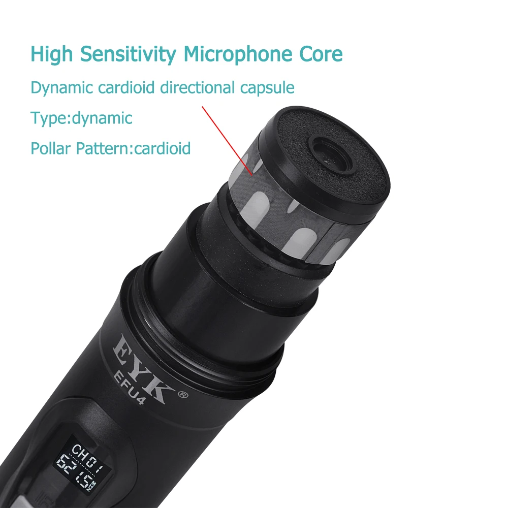 EYK EFU4 4 Channels UHF Wireless Microphone System