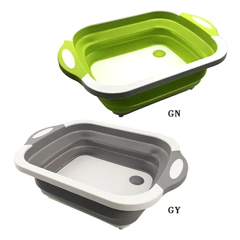 

Foldable Cutting Board Chopping Blocks Tool Silicone Drain Cutting Board Basket Dish Tub With Draining Plug Fruit Washing Basket