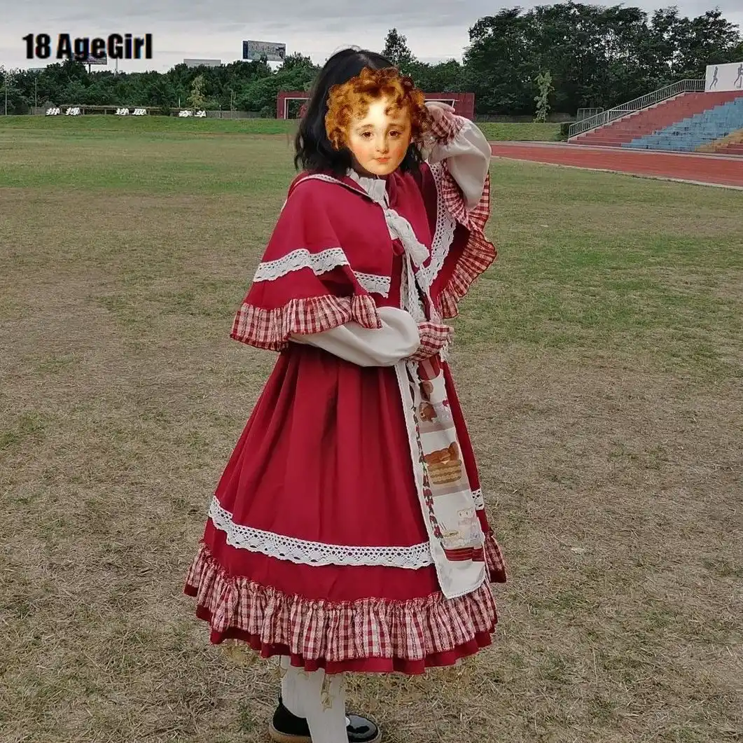 メイド服コスプレ衣装赤ずきんフードロリータクリスマス新年ギフト赤マントボディドールのため ロリータドレス Aliexpress