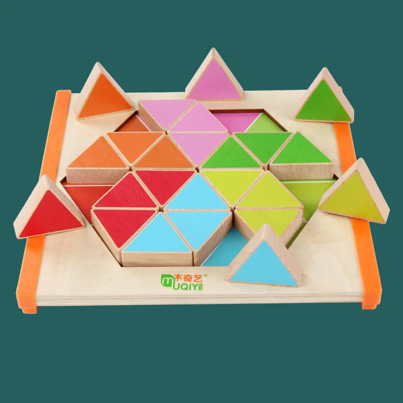 

Montessori Early Educational Teaching Aid Kindergarten Educational Preschool Education Toy Wood Hexagon Mosaic Jointed Board