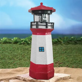 

Solar Powered Lighthouse LED Light Lantern Ornament Garden Sculpture Yard Lawn Solar light Home lighting A1