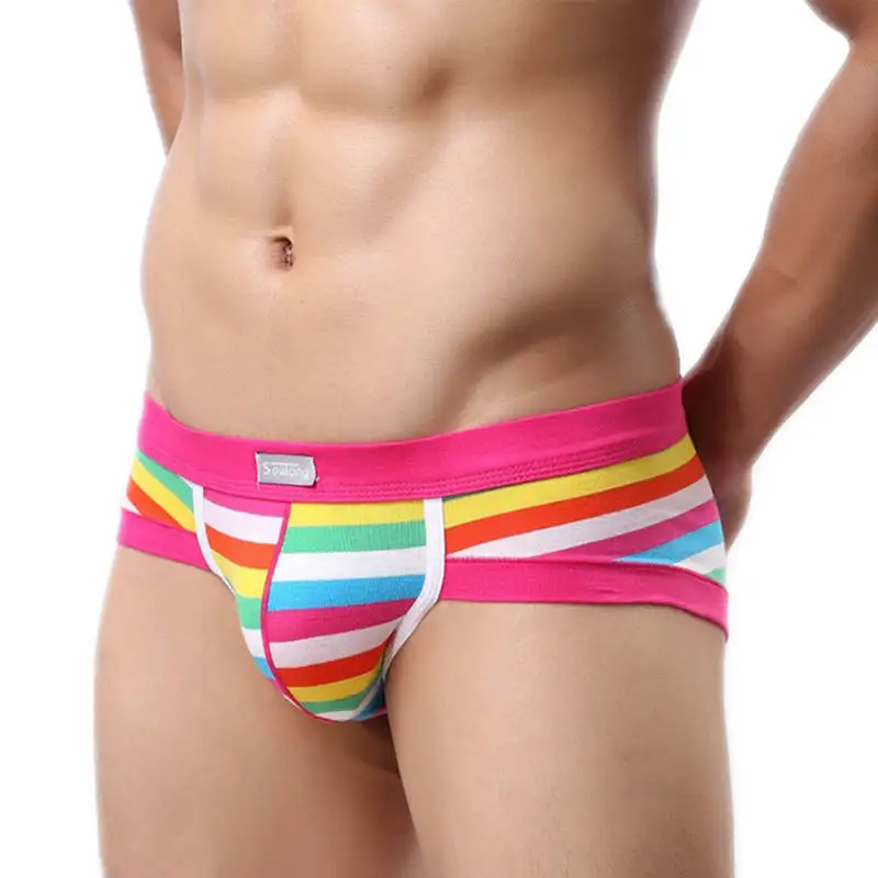 

DSJDUSHIJIA Men's Striped Underwear Breathable Cotton Briefs Soft Bulge Pouch Jockstrap Underpants Sexy Low Rise Panties Hot