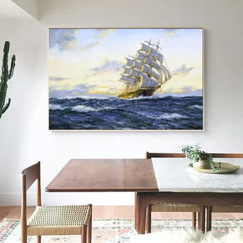 Seascape Sailboat Wall Art Painting Printed on Canvas 1