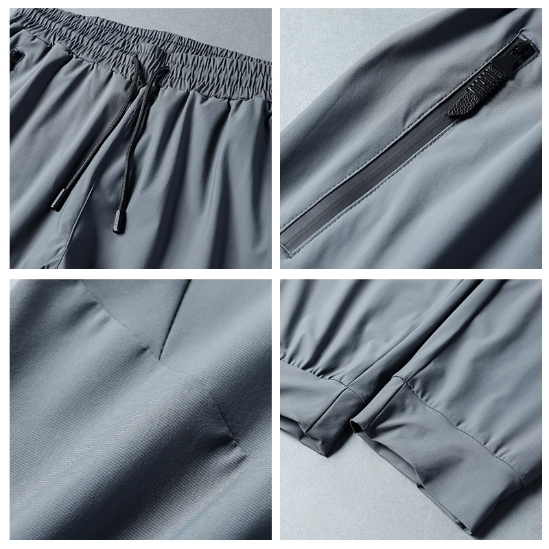 Running Jogging Pants Fitness Sport Training Long Trousers Four Seasons Slim Zipped Pockets Man Elastic Waist Sweatpants