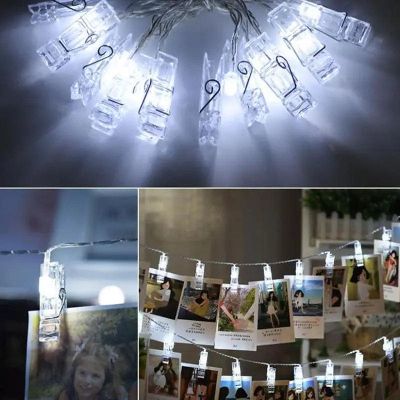 3m 30 LED Clip Light String Copper Wire Party Wedding Xmas Photo Card Decor