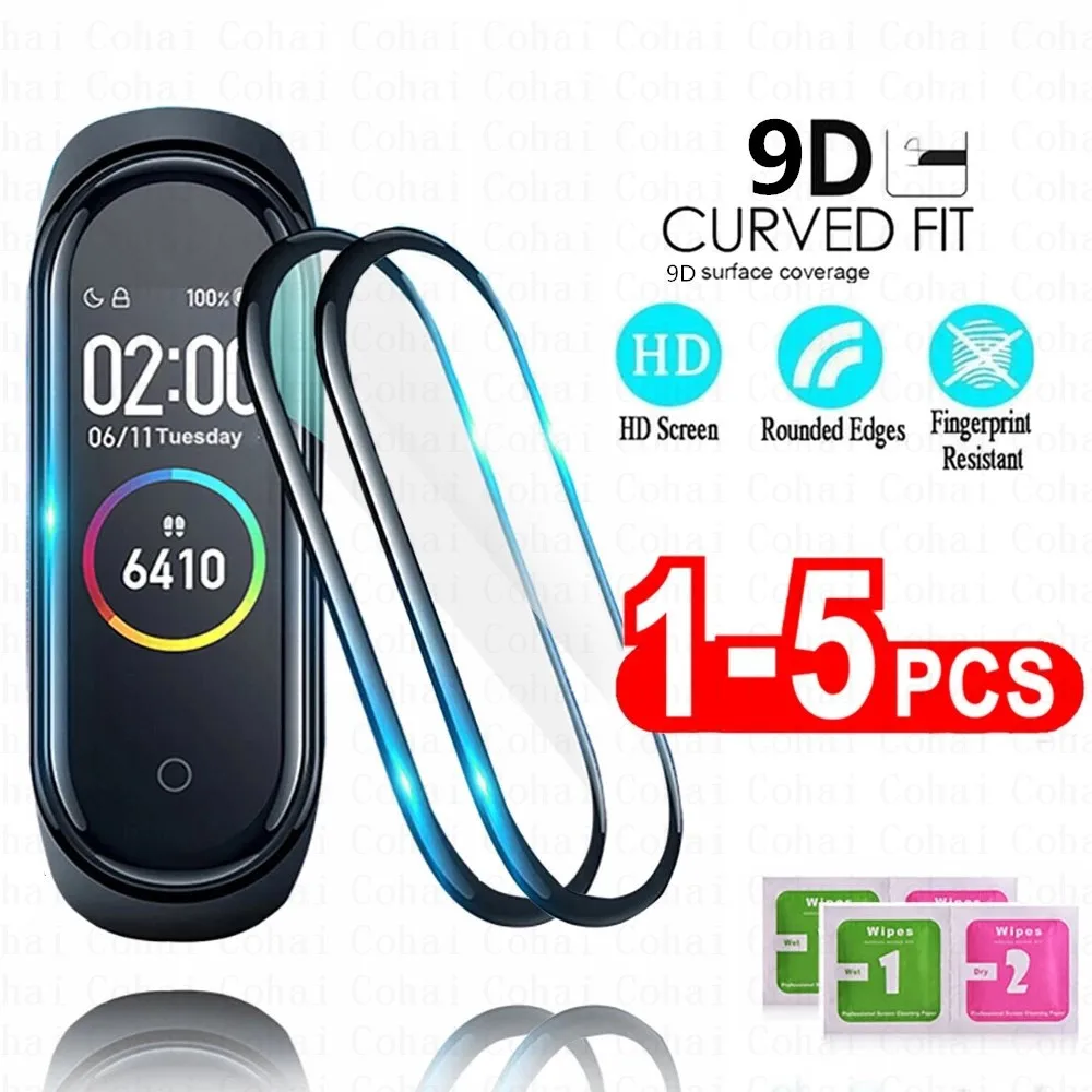 Защитная пленка 9D для Xiaomi Mi Band 4 5 6 Защита экрана Miband чехол смарт-часов band5 не