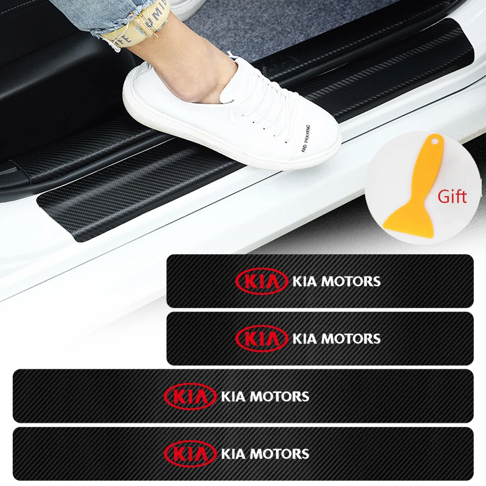 

4PCS Carbon Fiber Car Door Sill Plate Guard Sticker for Kia Sportage Optima Ceed Forte Cadenza Rio Sorento Soul Picanto K1 K2 K3