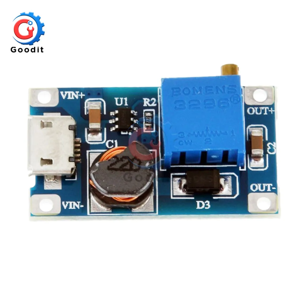 10 шт. DC повышающий источник питания усилитель MT3608 Micro USB 2A Регулируемый 2 24 В до 28 в