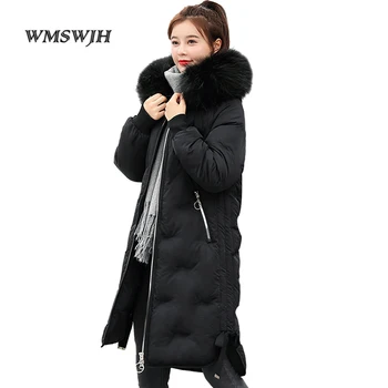 

2019 Parkas Basic Winter Puffer Down Jackets Female Lady Plus Size Long Hooded Down Cotton Coats Daily Windproof Warm Outwear