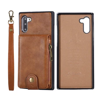 

Multi-functional Mobile Phone Cases Bags For Samsung Galaxy Note 10/ Plus Card Slots Zipper Wallet Lanyard Leather Silicone Case