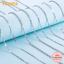 Trustdavis, cadena auténtica de Plata de Ley 925 con serpiente ondulada en agua para mujer, 40cm/45cm, collar de cadena de 0,7/0,8mm DC06