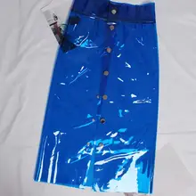 Модная новинка, прозрачная Пластиковая юбка из ПВХ, сексуальная однобортная юбка, прямая, высокая талия, подходит ко всему