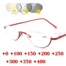 Полуоправы овальные очки для чтения для женщин и мужчин Солнцезащитные фотохромные Модные Ретро винтажные очки для дальнозоркости NX