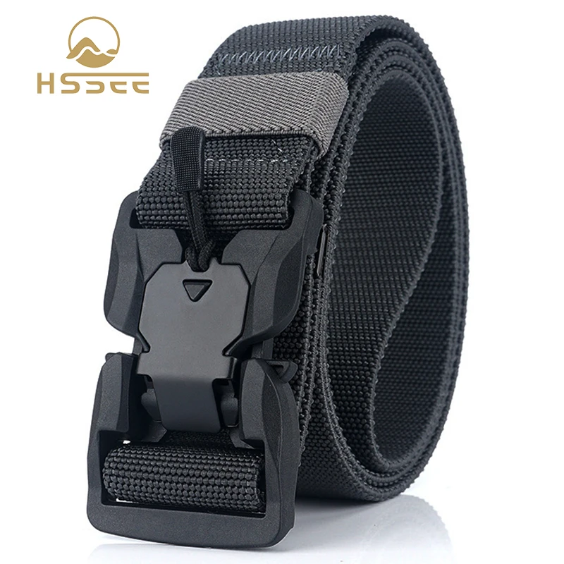 

HSSEE Official Genuine elastic tactical belt high strength elastic fiber magnetic buckle tactical belt men's outdoor sports belt