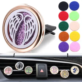 

10pcs Gold Car Air Diffuser Locket Stainless Steel Vent Freshener Car Essential Oil Diffuser Perfume Aromatherapy Necklace