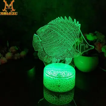 

Molezu Halloween Fish B Pattern 3D Led Night Light Decoration Children Kids Gifts 7 Color Changing Visual Table Lamp