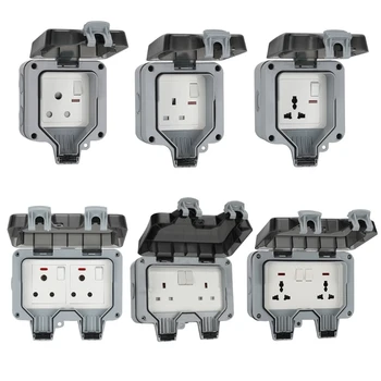 

UK/EU Plug Electrical Wall Socket Outdoor Waterproof Replaceable Switch Dust-proof Power Outlet for Garden Courtyard
