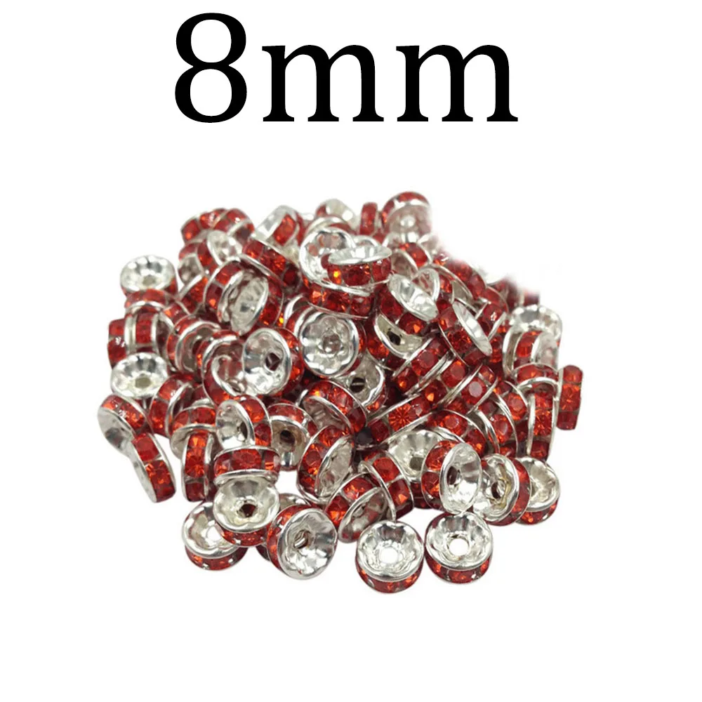 50 шт. 8 мм Смешанные несколько цветов круглые кольца в форме бриллианта кулон горный хрусталь ювелирных изделий делая DIY аксессуары ручной работы - Цвет: Red-H6005