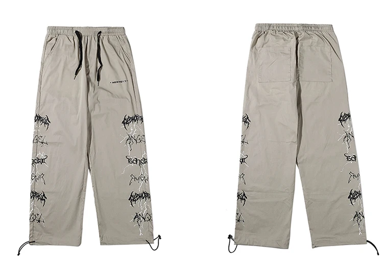 LENSTID Men Hip Hop Lightning Printed Baggy Joggers Pants Harajuku Streetwear Sweatpants Casual 2021 Summer Harem Track Trousers tan cargo pants