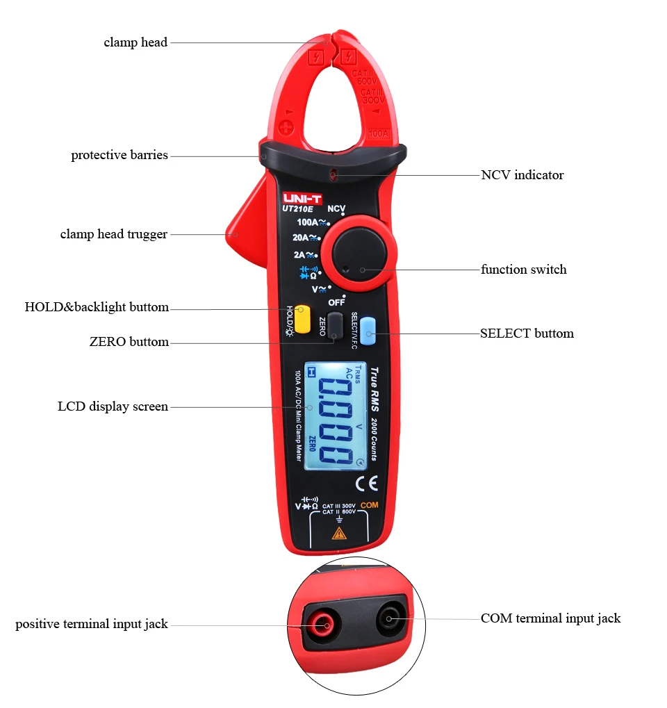 UNI-T UNI T UT210E True RMS мини Цифровые токовые клещи AC/DC напряжение Авто Диапазон VFC емкость Бесконтактный мультиметр